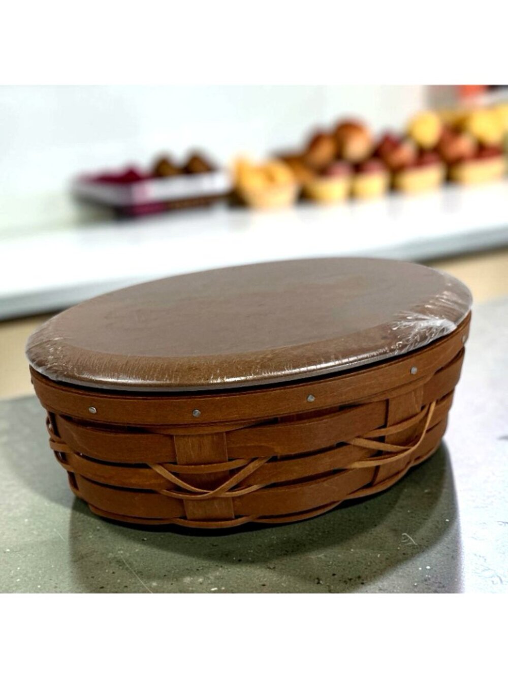 Longaberger Basket New 2008 Fall Kickoff Combo Rich Brown Lid Protector